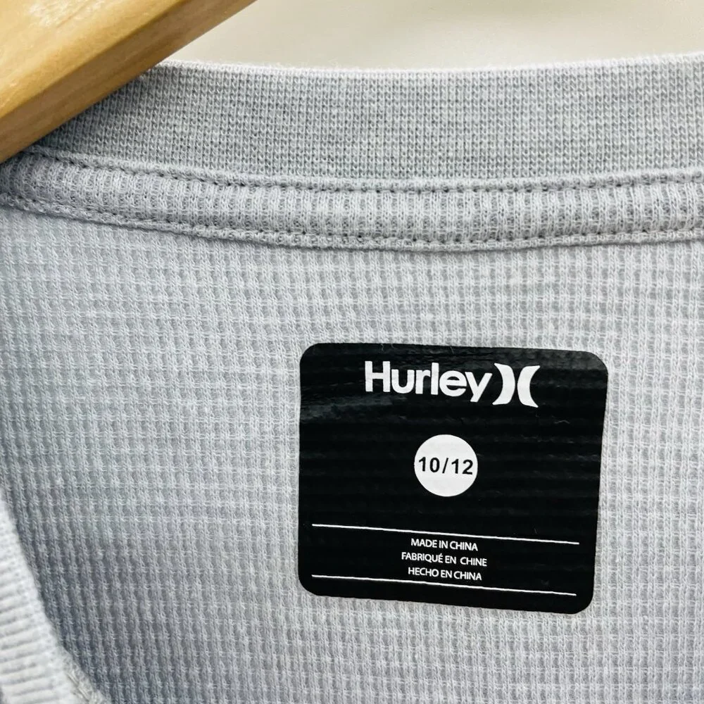 Hurley Youth Boys Size 10/12 Thermal Crew Neck Long Sleeve T-Shirt‎ in Gray 904